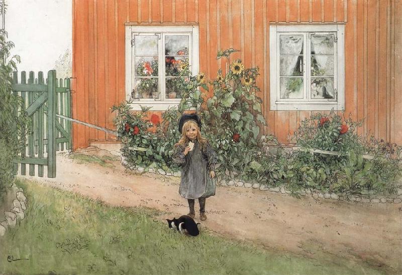 Carl Larsson Brita,a Cat and a Sandwich Norge oil painting art